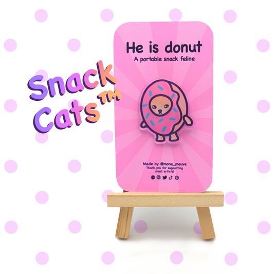 Donut Cat Pin | Snack Cats Collection | 40mm Acrylic Badge Butterfly Clutch | Cute Cat Meme | Funny, Sustainable & Eco-Friendly Gift