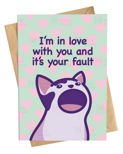 Funny Pop Cat Anniversary Card | Cat Meme Love Card