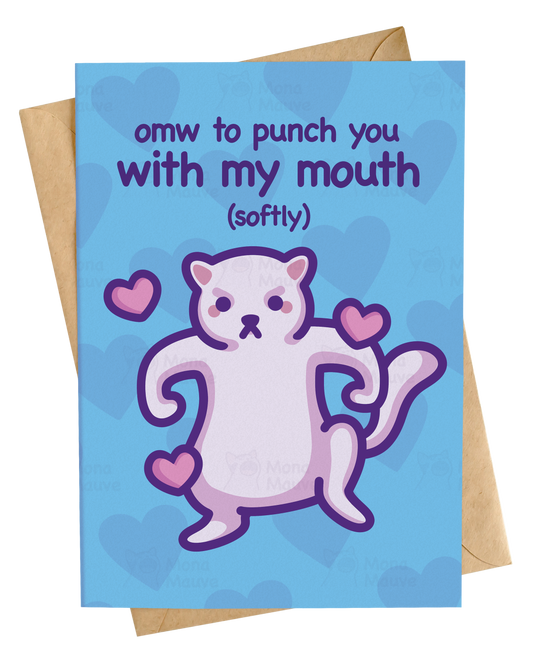 Omw to Kiss You | Funny Cat Anniversary Card