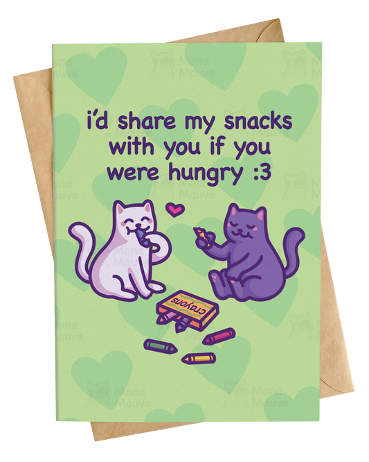 Share My Snacks With You - Cats Eating Crayons | Funny Anniversary Card