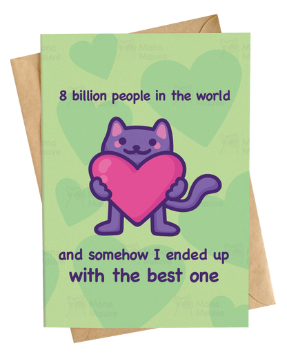 Funny Cat Anniversary Card | 8 Billion People In The World