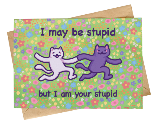 Funny Cat Meme Anniversary Card | I Am Your Stupid