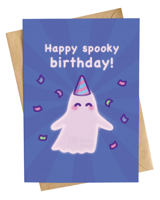 Happy Spooky Birthday! | October Birthday Card | Cute Ghost