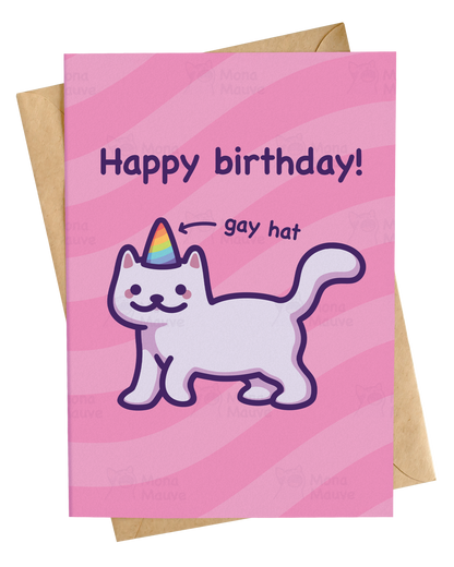Funny Cat Birthday Card | Gay Hat