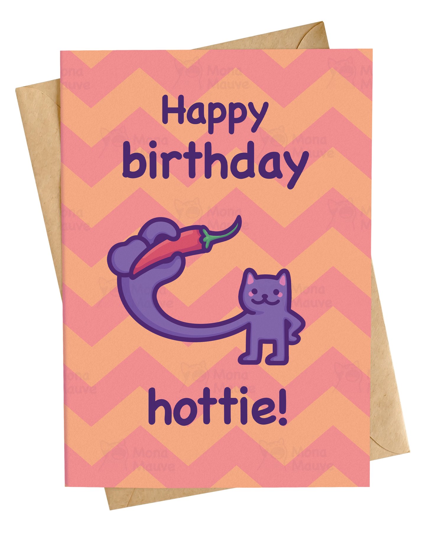 Funny Cat Birthday Card | Happy Birthday Hottie | Chilli Cat Birthday Card