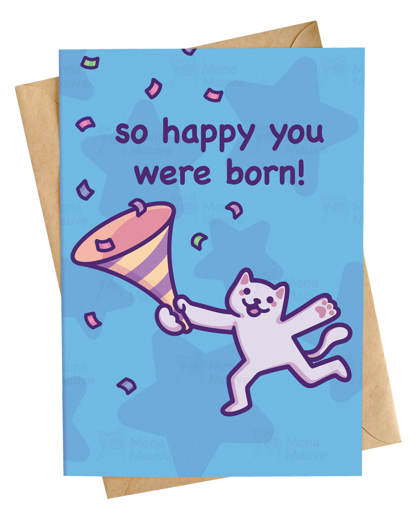 Funny Cat Birthday Card | So Happy You Were Born | Cute Confetti Cat Card