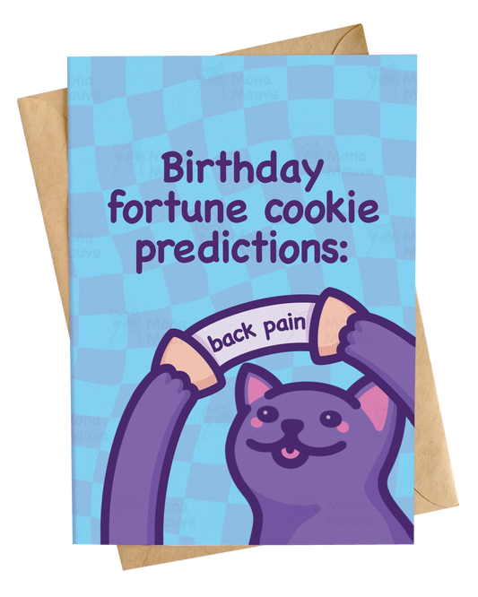 Fortune Cookie Predictions - Back Pain | Funny Cat Birthday Card