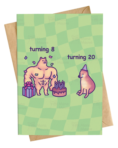 Funny Birthday Card | Custom Age | Buff Doge and Cheems Meme