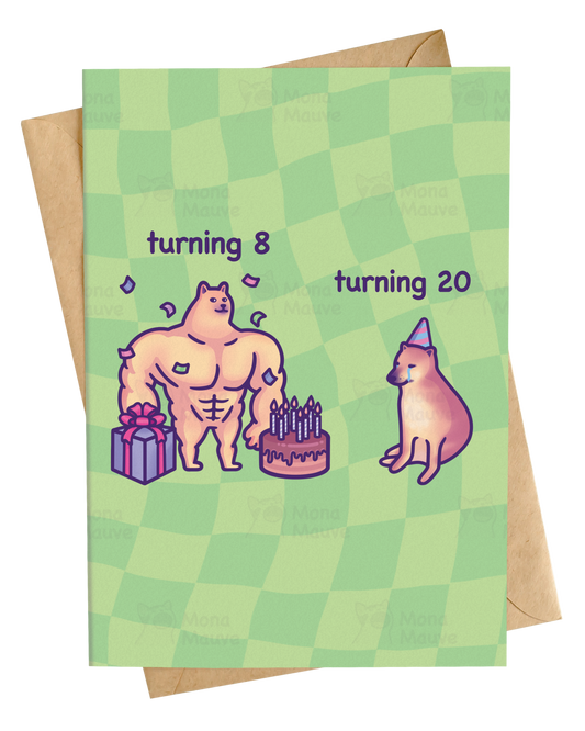 Funny Birthday Card | Custom Age | Buff Doge and Cheems Meme