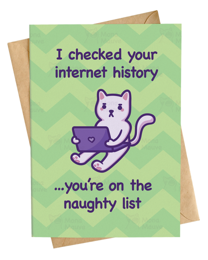 You're on the Naughty List | Funny Cat Christmas Card