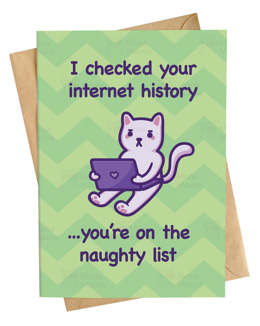 You're on the Naughty List | Funny Cat Christmas Card