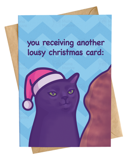Black Cat Zoning Out | Funny Cat Meme Christmas Card