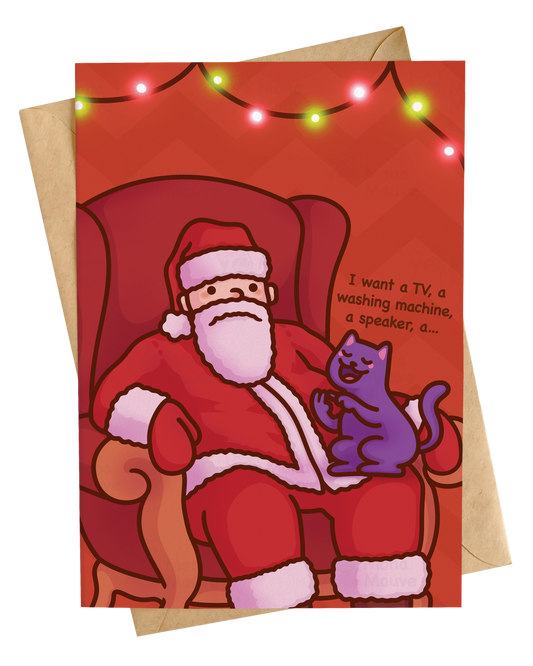 Funny Christmas Card | Cat on Santa's Lap