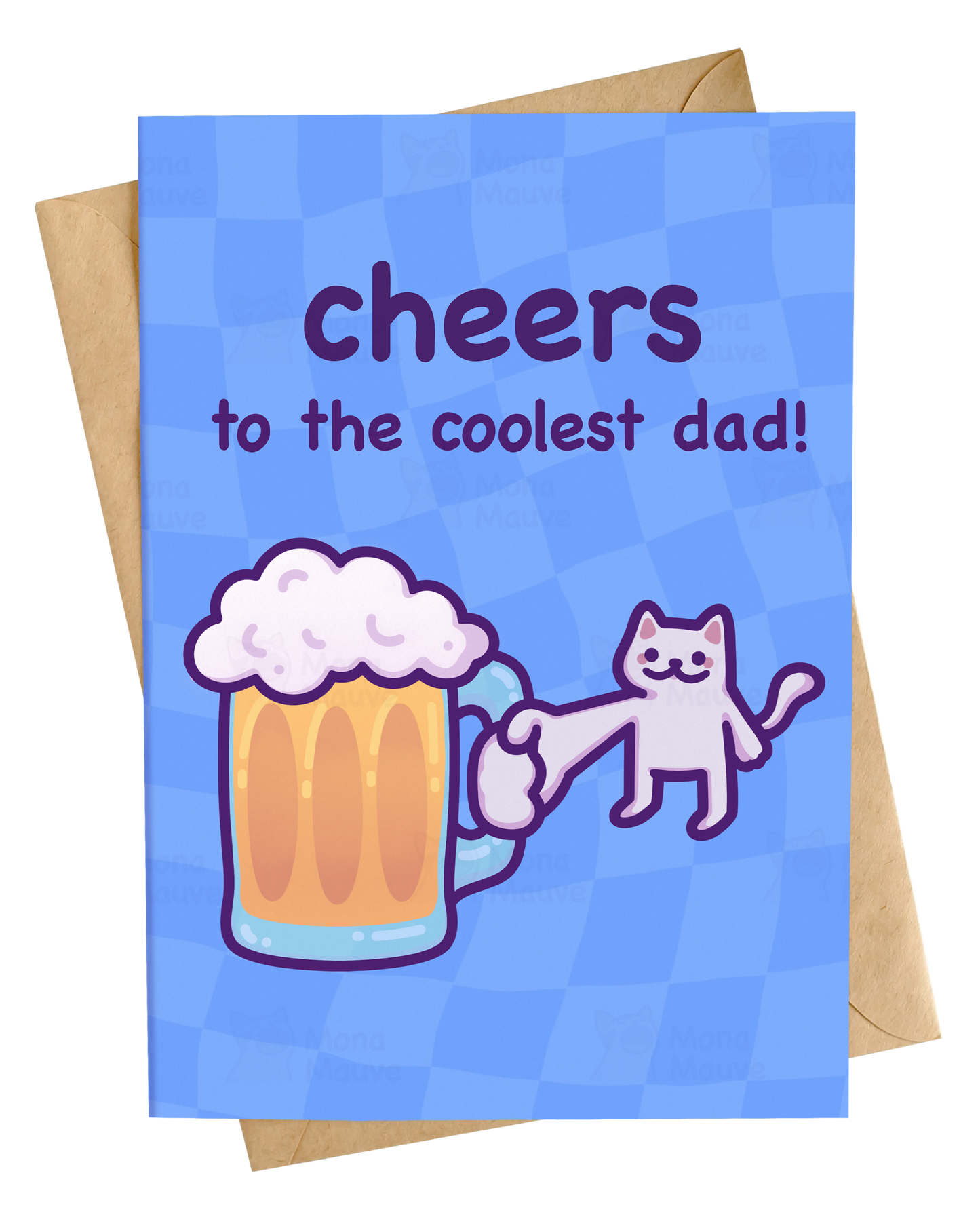 Funny Dad Father's Day Card | Cheers to the Coolest Dad | Beer Cat Card