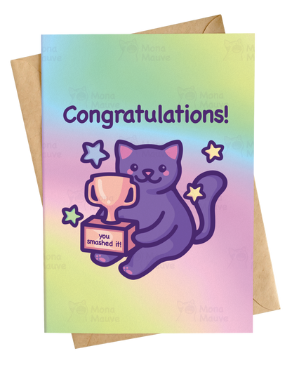 Cute Cat Congratulations Card | You Smashed It! | School or University Graduation