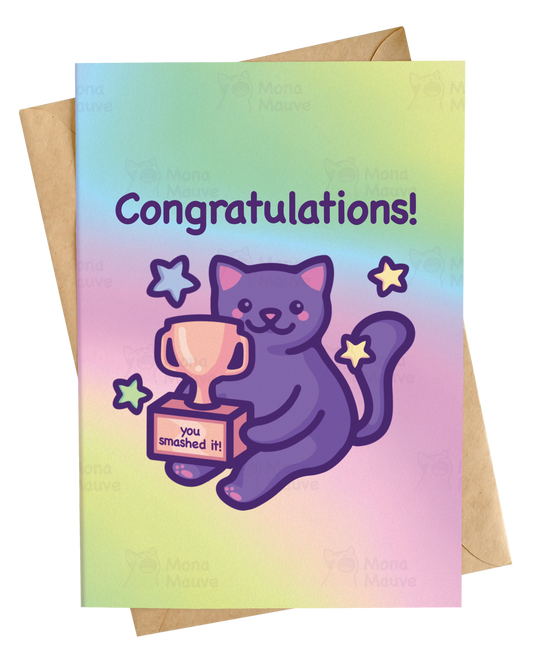 Cute Cat Congratulations Card | You Smashed It! | School or University Graduation