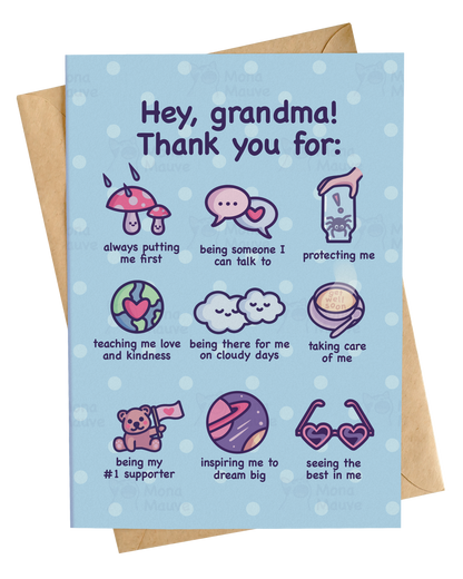 Cute Card for Grandma | Thank You, Grandma! | Card for Grandparents' Day