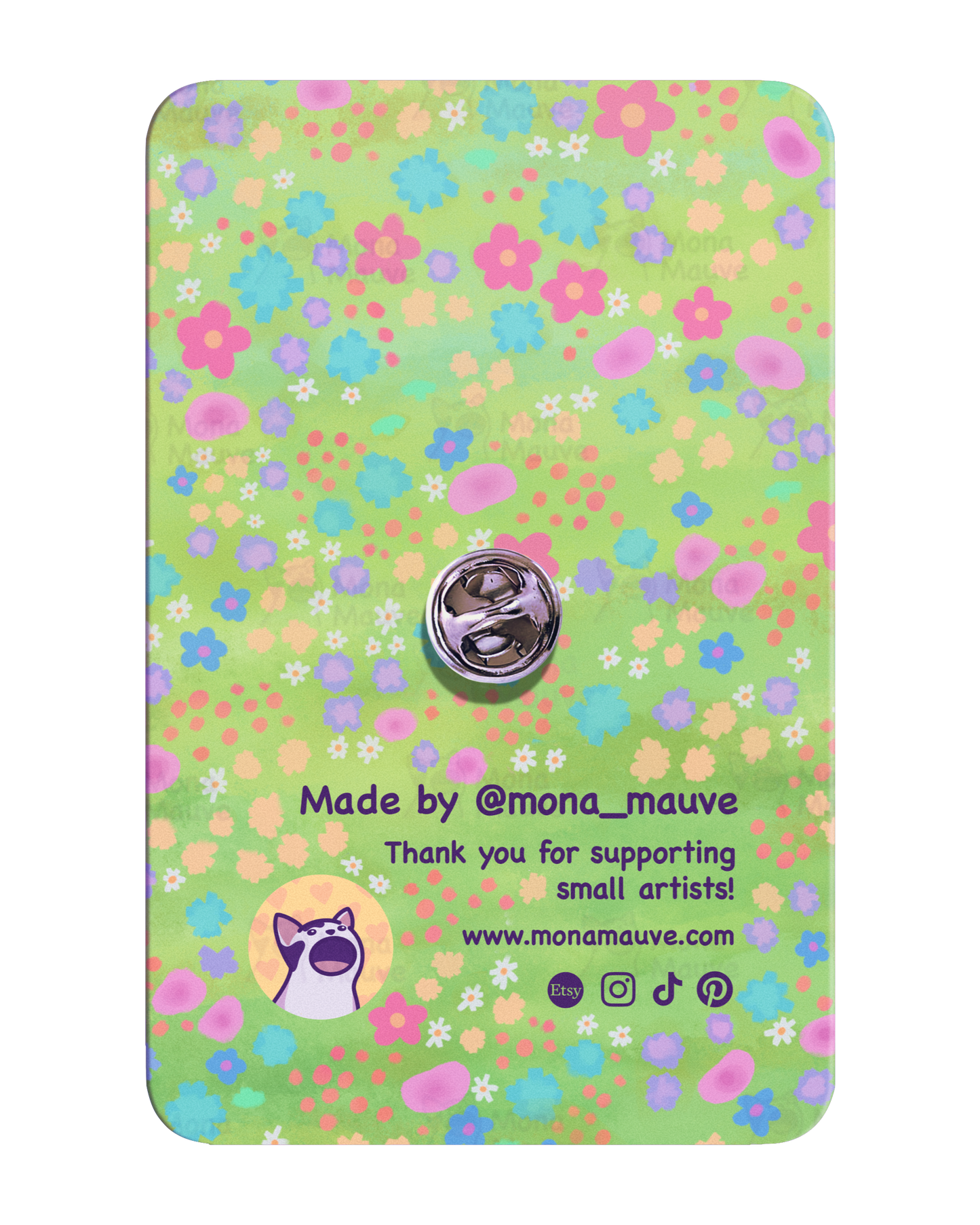 Cute Cat Wooden Pin | Cat Holding a Heart