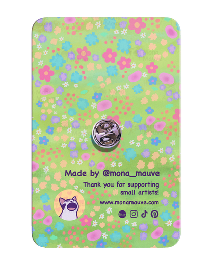 Cute Cat Wooden Pin | Cat Holding a Heart
