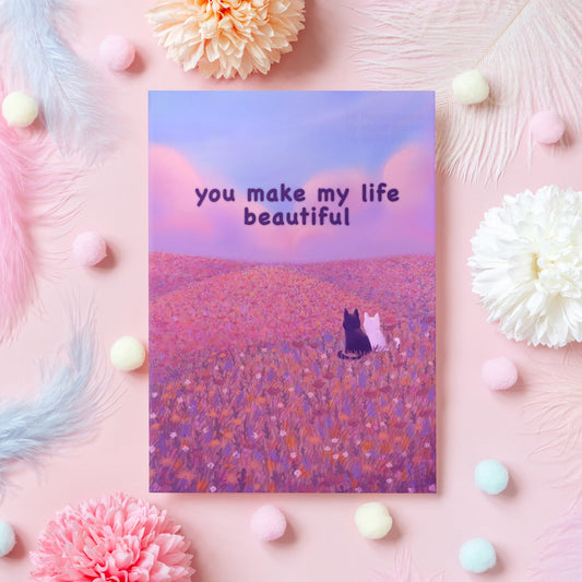 Cute Valentine's Day Card | You Make My Life Beautiful | Heartfelt Gift For Husband, Wife, Boyfriend, Girlfriend, Partner, Her, Him