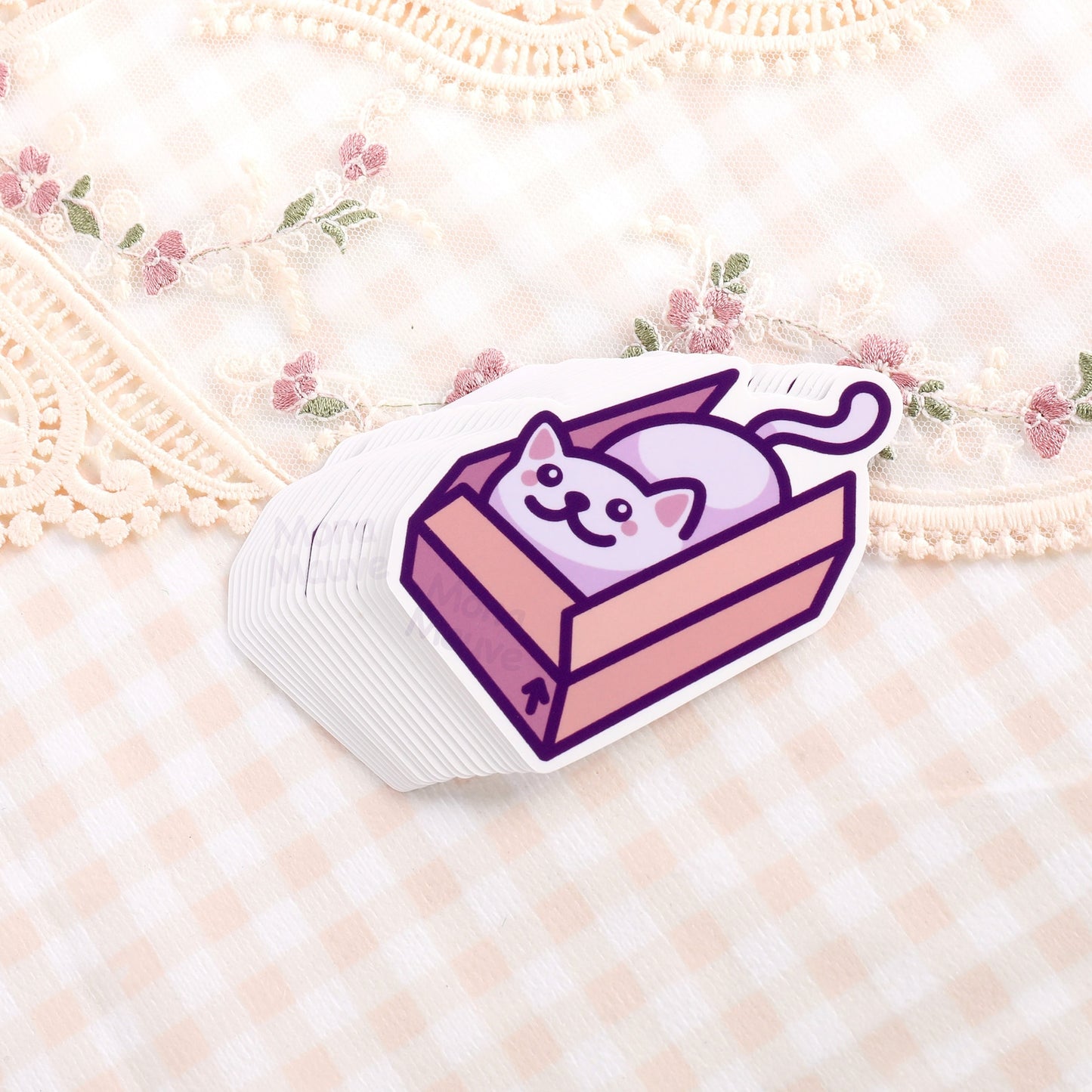 Cat in a Box Vinyl Sticker | Cute Cat Meme | Kawaii Waterproof Sticker