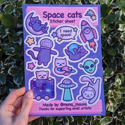 Space Cats Sticker Sheet | 13 Cute Stickers