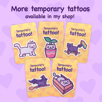 Matching Space Cat Temporary Tattoos