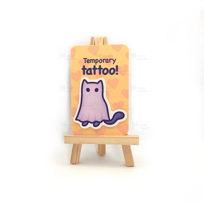 Cute Ghost Cat Temporary Tattoo