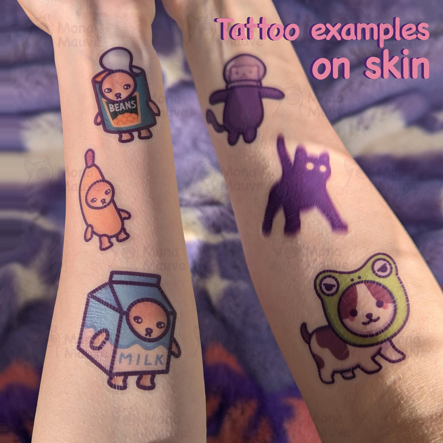 Cute Skeleton Cat Temporary Tattoo