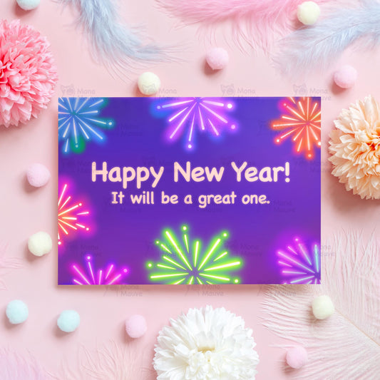 2025 Firework New Year Card | Happy New Year! | Bright & Colourful Happy New Year Gift for Friend, Mom, Sister, Aunt, Co-worker, Her, Him