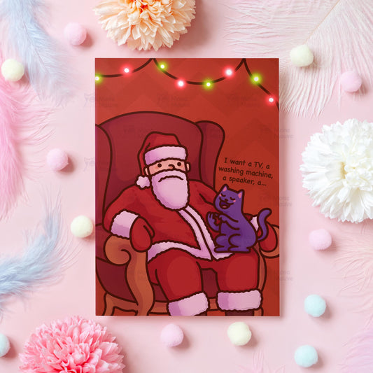 Funny Christmas Card | Cat on Santa's Lap