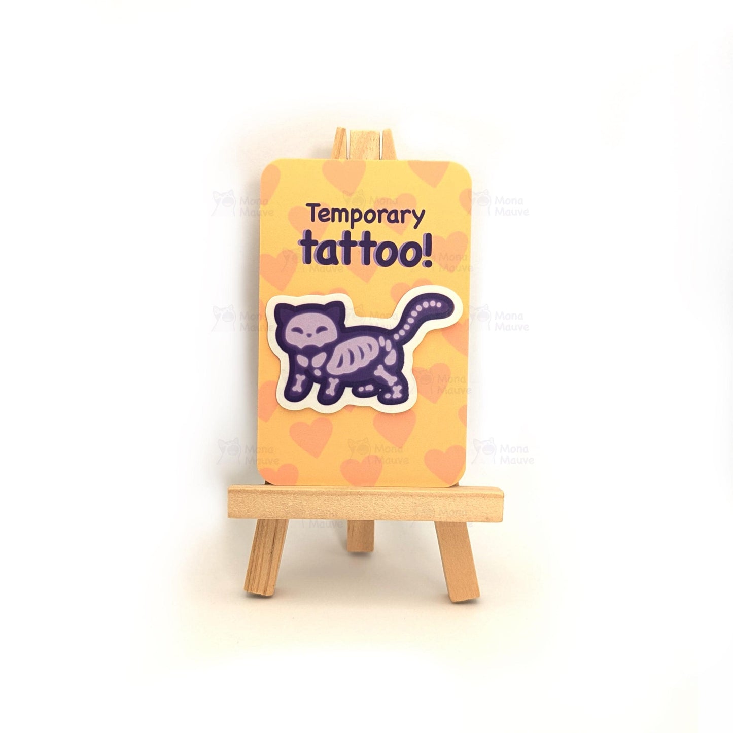 Cute Skeleton Cat Temporary Tattoo