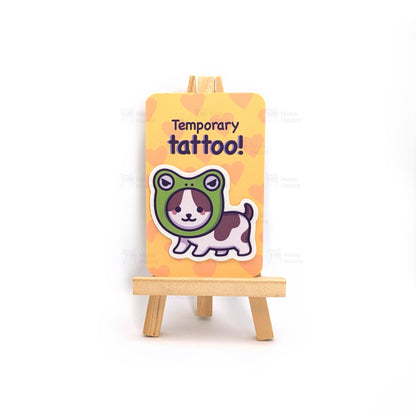 Cute Frog Hat Cat Temporary Tattoo