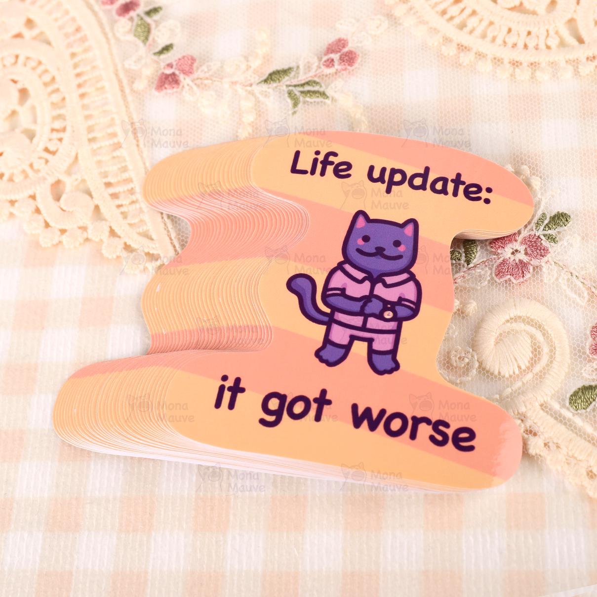 Funny Cat Meme Vinyl Sticker | Life Update: It Got Worse