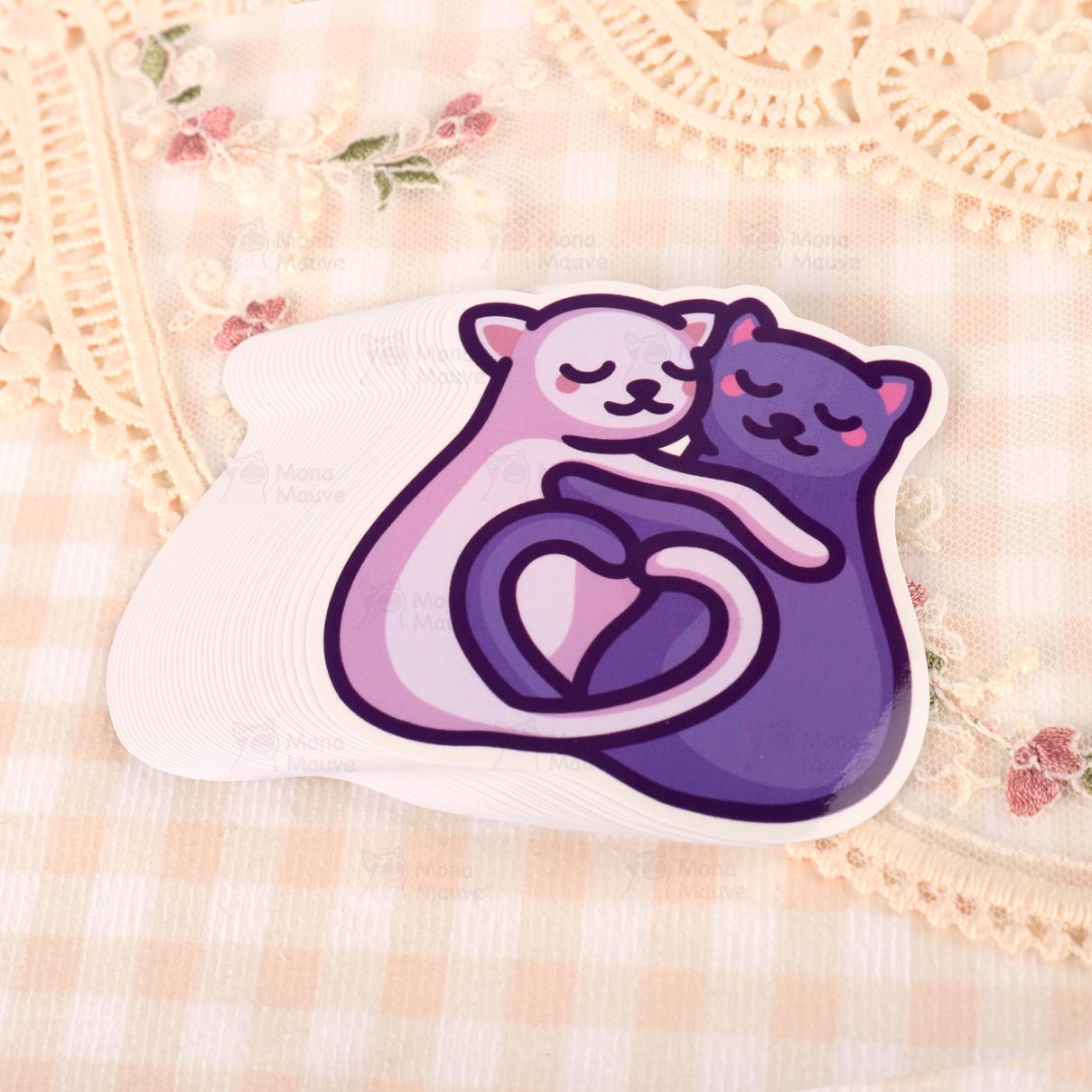 Cute Cat Love Vinyl Sticker | Cat Tails Making a Love Heart