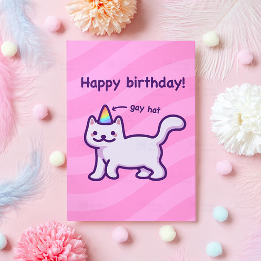 Funny Cat Birthday Card | Gay Hat