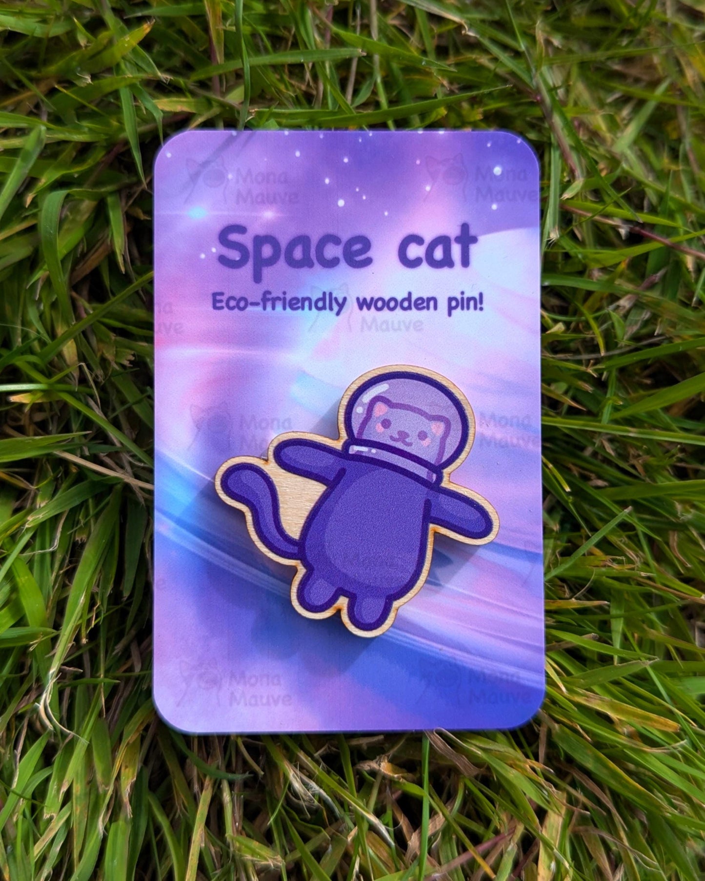 Cute Space Cat Wooden Pin