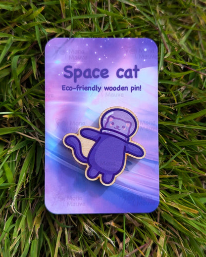 Cute Space Cat Wooden Pin