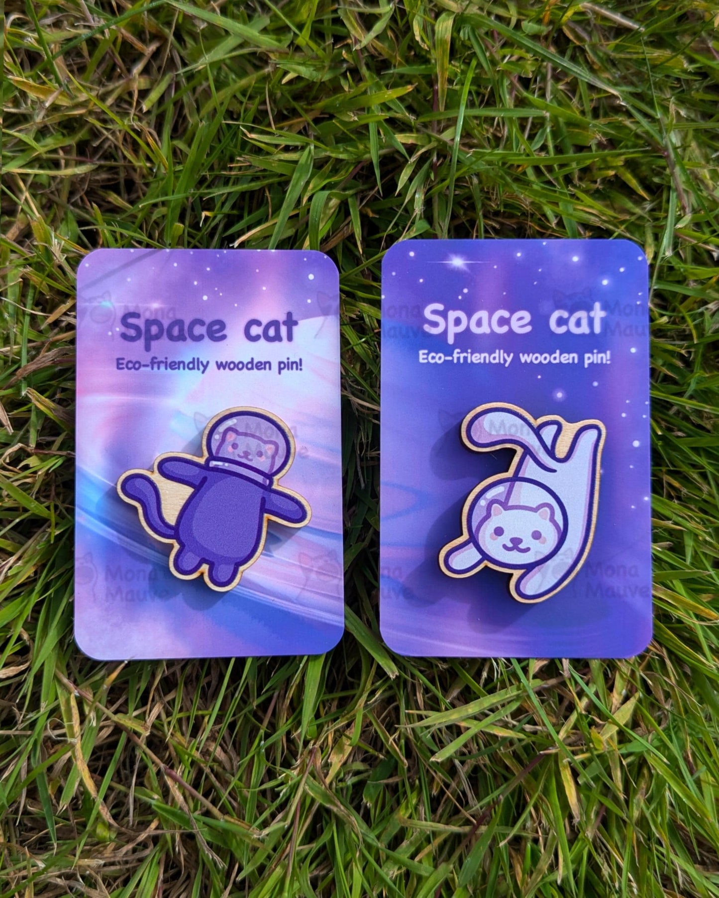 Cute Space Cat Wooden Pin