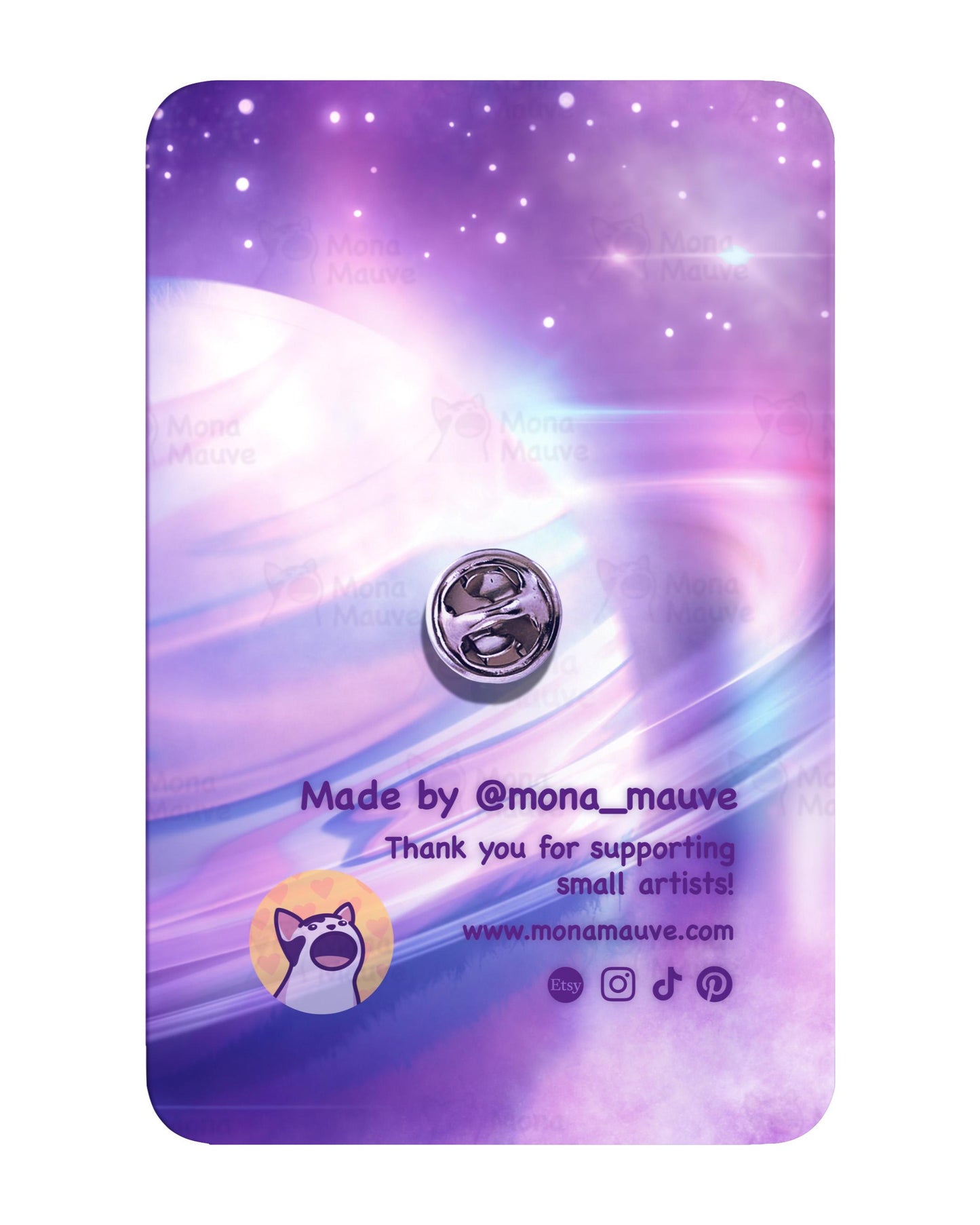 2 Cute Space Cat Wooden Pin Set