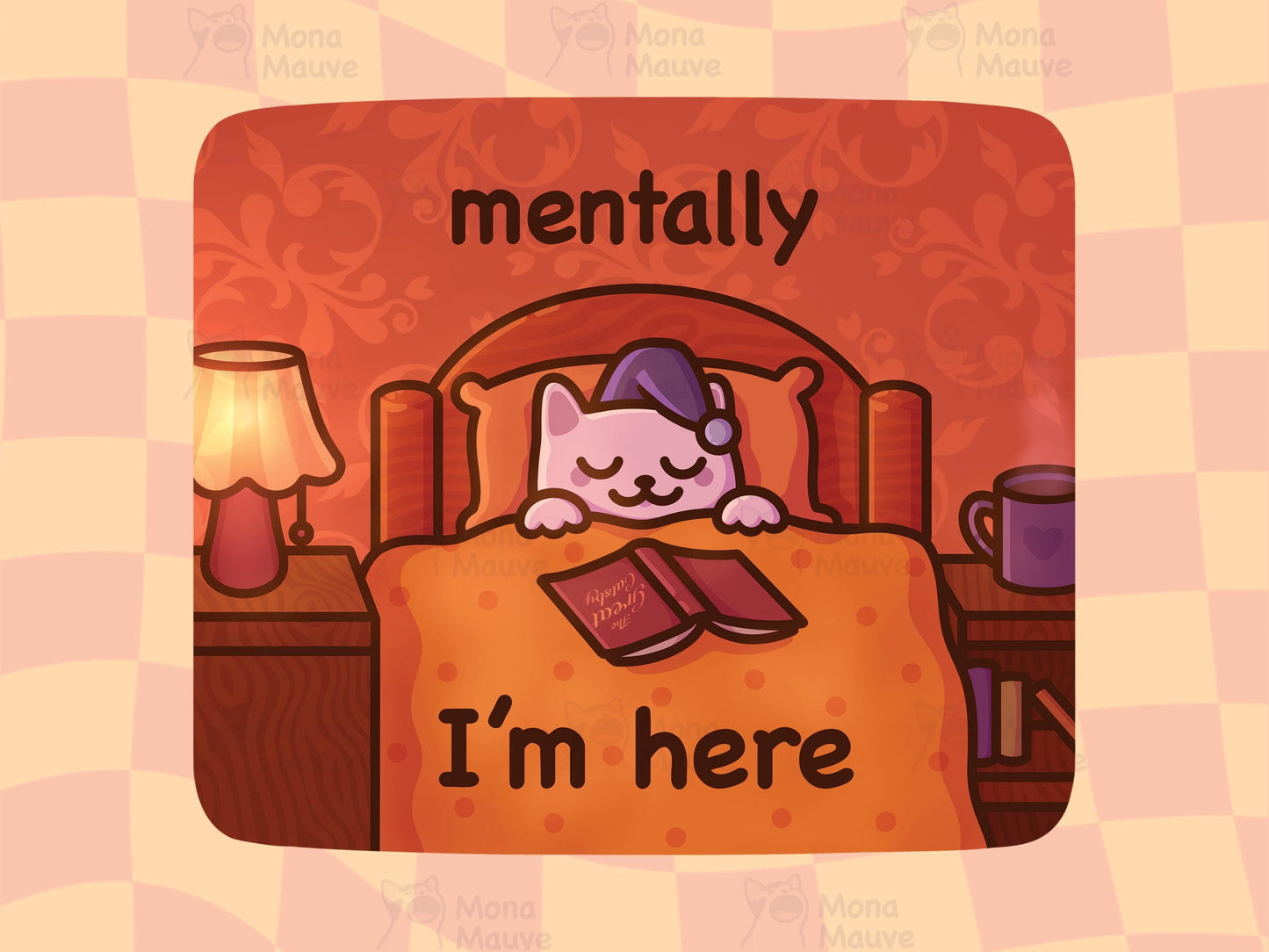 Funny Cat Meme Vinyl Sticker | Mentally I'm Here