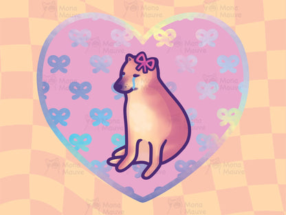 Holographic Cheems Meme Sticker | Sad Doge