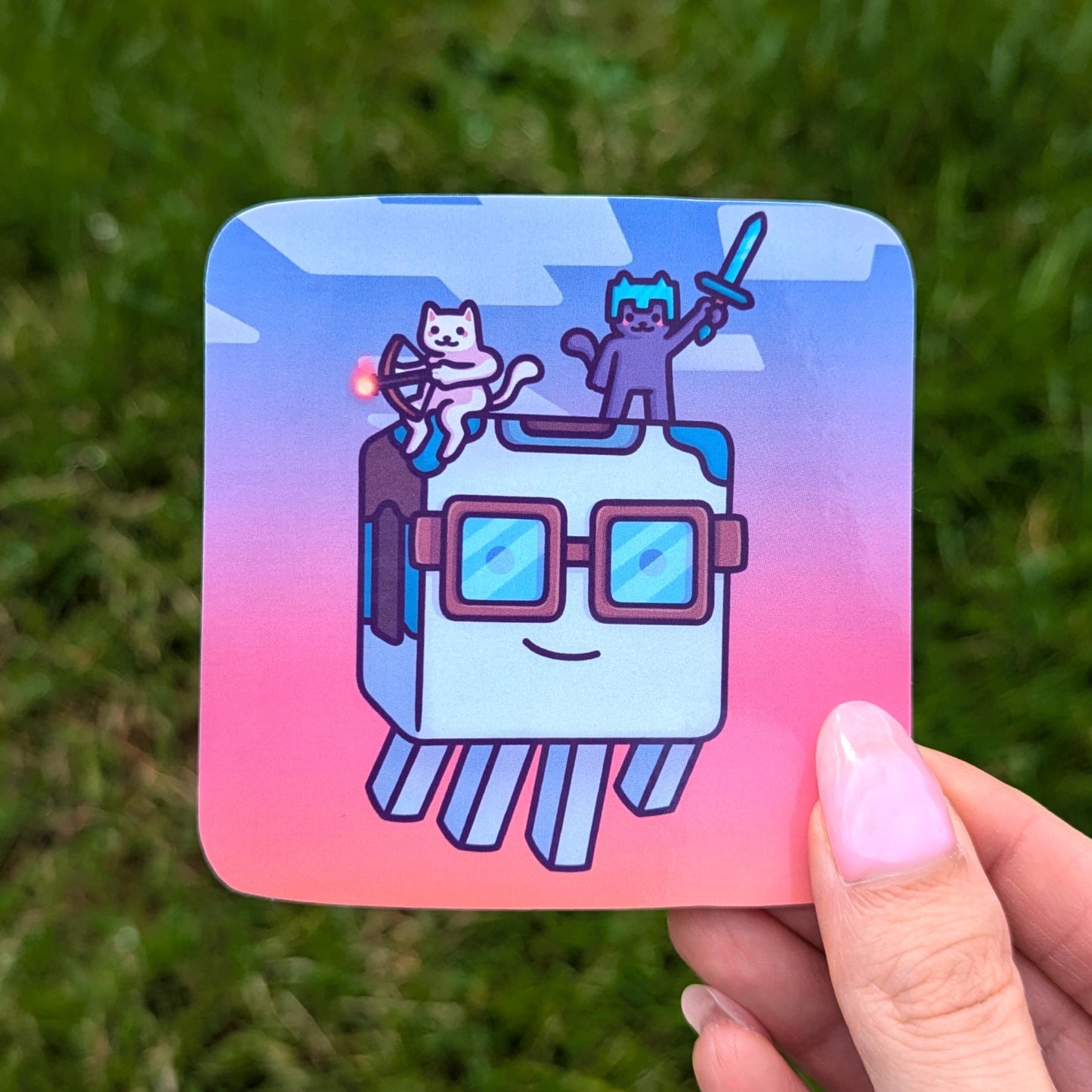 Funny Cat Gamer Vinyl Sticker | Cats In a Video Game