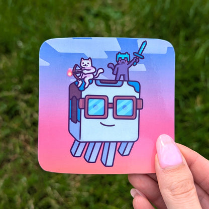 Funny Cat Gamer Vinyl Sticker | Cats In a Video Game