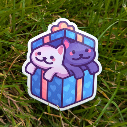 Cute Gift Box Cats Sticker | Two Cats In a Present