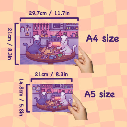 Cats in the Kitchen | Funny Art Print