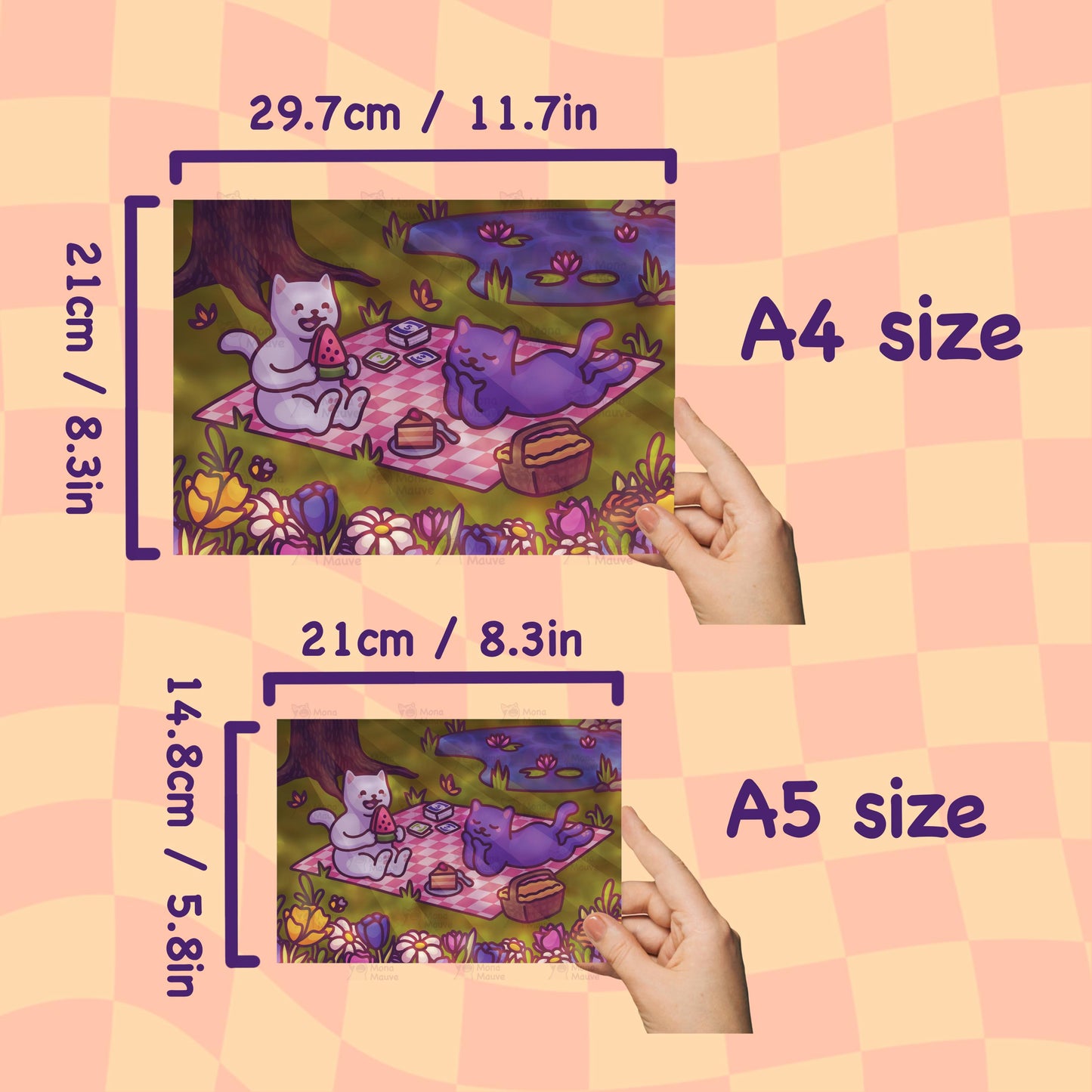 Cats Having a Picnic | Cute Spring Art Print