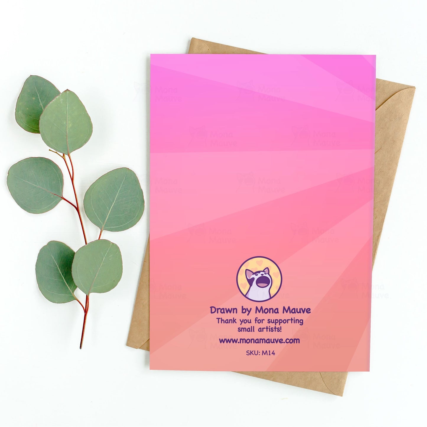 Best mum trophy mothers day cat card back detail on 300gsm card