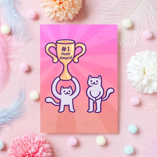 Cute Mother's Day Cat Card | Number 1 Mum Award