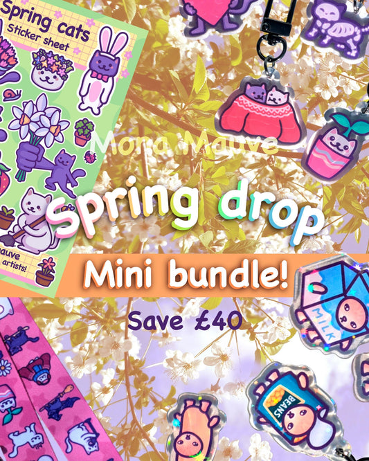 Spring Cats Mini Bundle | Cat Keychain, Lanyard & Sticker Bundle